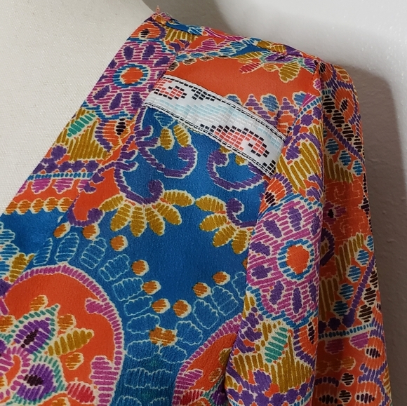 NEW Gimmicks by BKE All Over Paisley Print Orange Bohemian Top Blouse Summer - Picture 5 of 7